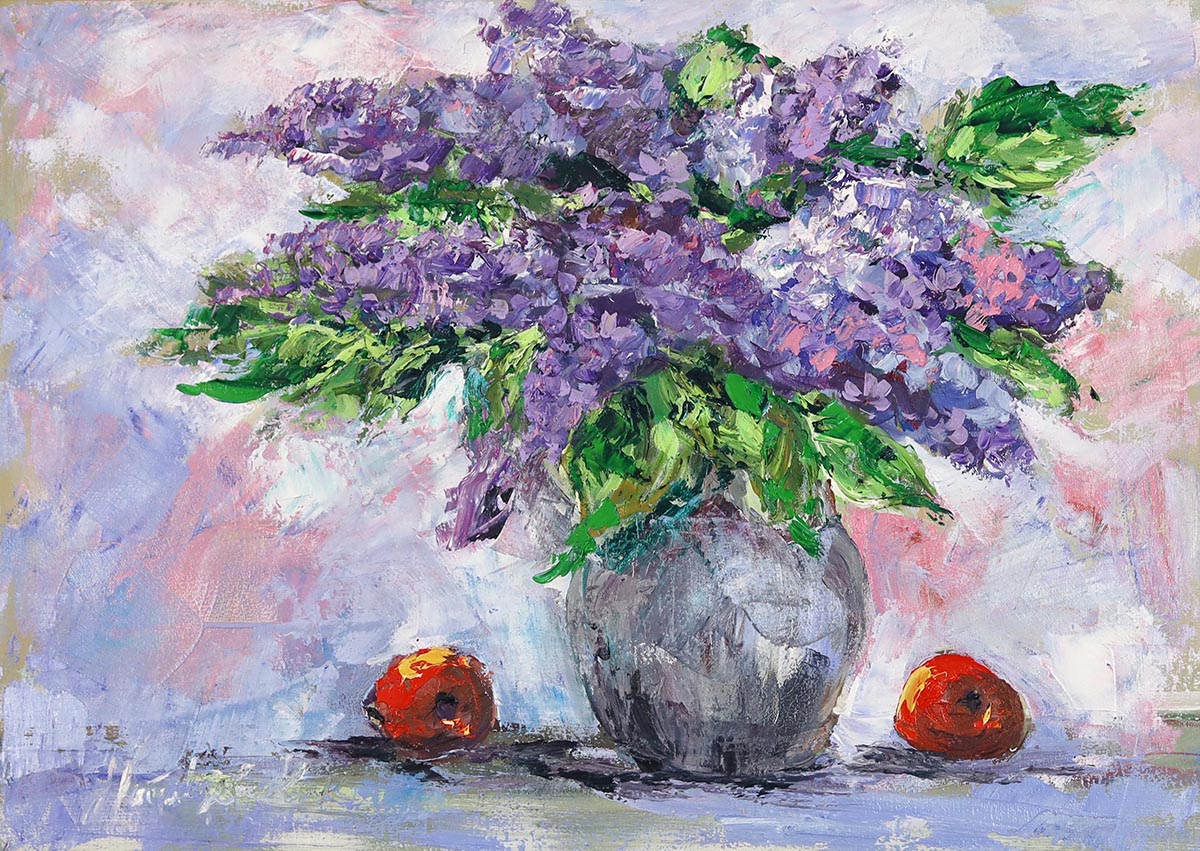 Kwiaty w wazonie , zapach bzu